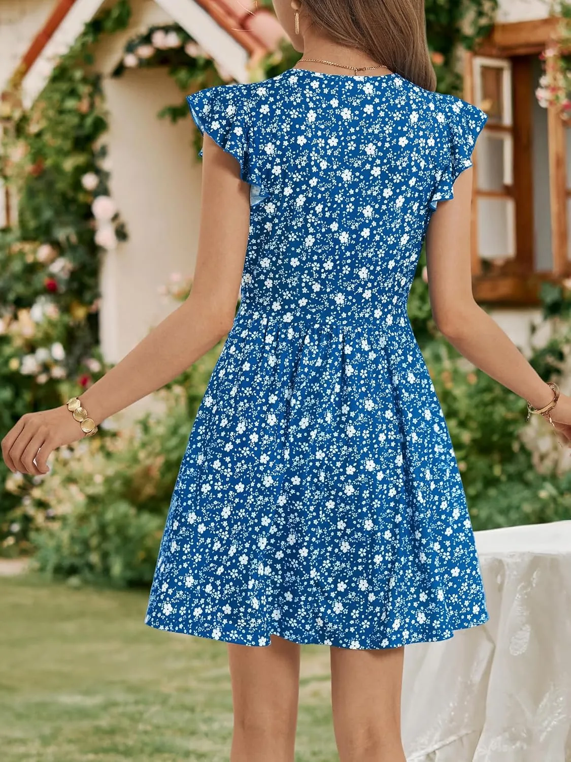 HUHOT Women's Summer Casual Sundresses with Pocket V Neck Spring Floral Mini Beach Vacation Dress 2025
