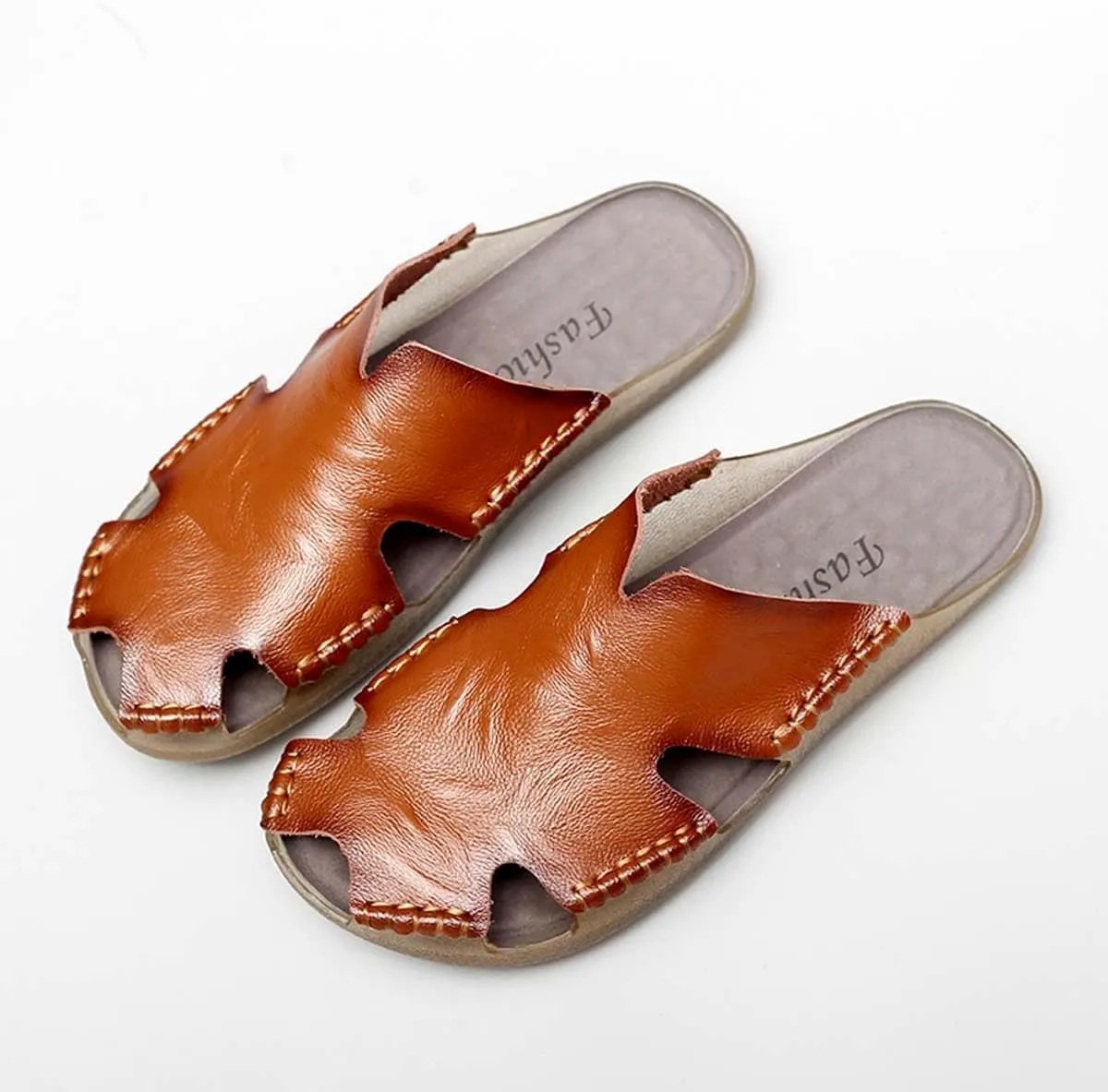 HYDLONGR Men's Women's Lightweight Breathable Cowhide Garden Sandals Beach Slippers Clogs Mules Shoes