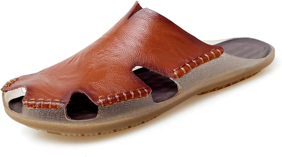 HYDLONGR Men's Women's Lightweight Breathable Cowhide Garden Sandals Beach Slippers Clogs Mules Shoes