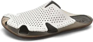 HYDLONGR Men's Women's Lightweight Breathable Cowhide Garden Sandals Beach Slippers Clogs Mules Shoes