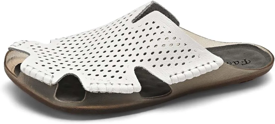 HYDLONGR Men's Women's Lightweight Breathable Cowhide Garden Sandals Beach Slippers Clogs Mules Shoes