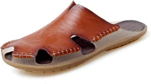 HYDLONGR Men's Women's Lightweight Breathable Cowhide Garden Sandals Beach Slippers Clogs Mules Shoes