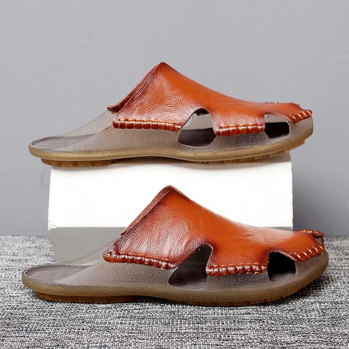 HYDLONGR Men's Women's Lightweight Breathable Cowhide Garden Sandals Beach Slippers Clogs Mules Shoes