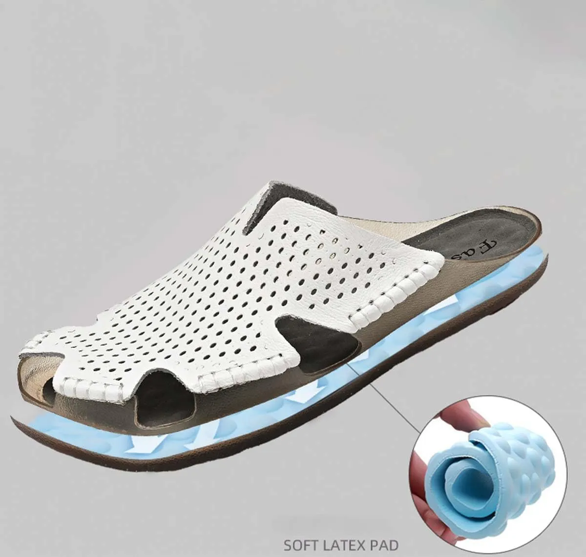 HYDLONGR Men's Women's Lightweight Breathable Cowhide Garden Sandals Beach Slippers Clogs Mules Shoes