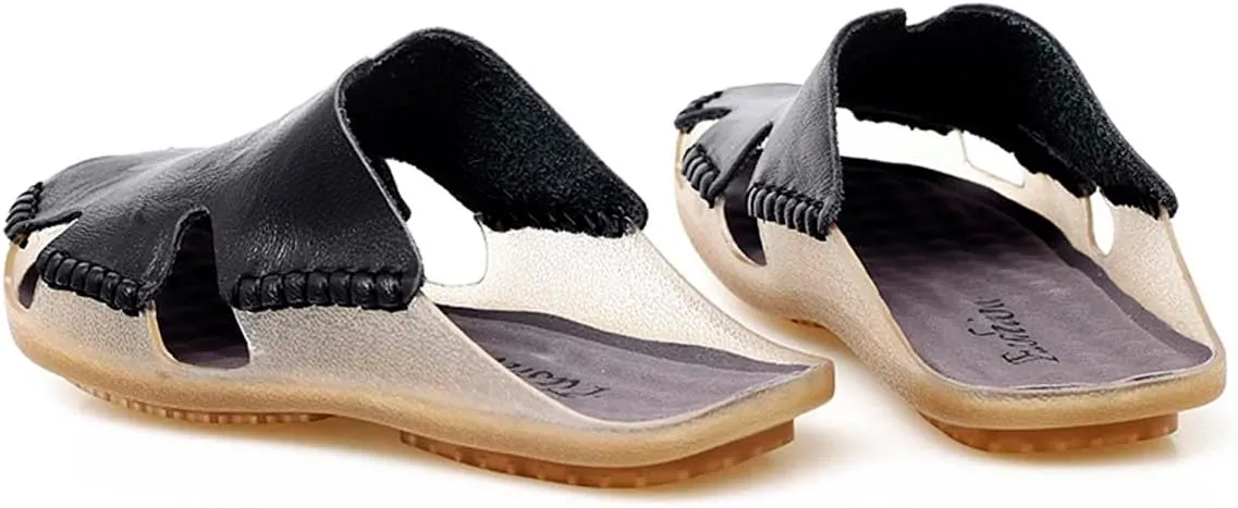 HYDLONGR Men's Women's Lightweight Breathable Cowhide Garden Sandals Beach Slippers Clogs Mules Shoes