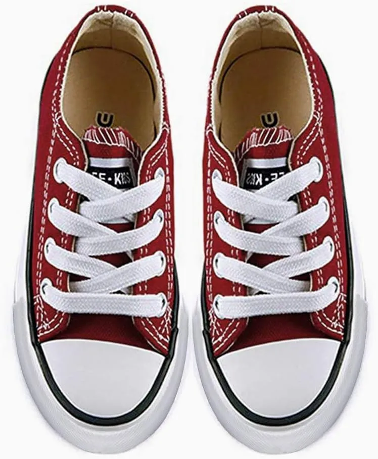 iFANS Boys and Girl Low Top Canvas Kids Lace up Sneakers