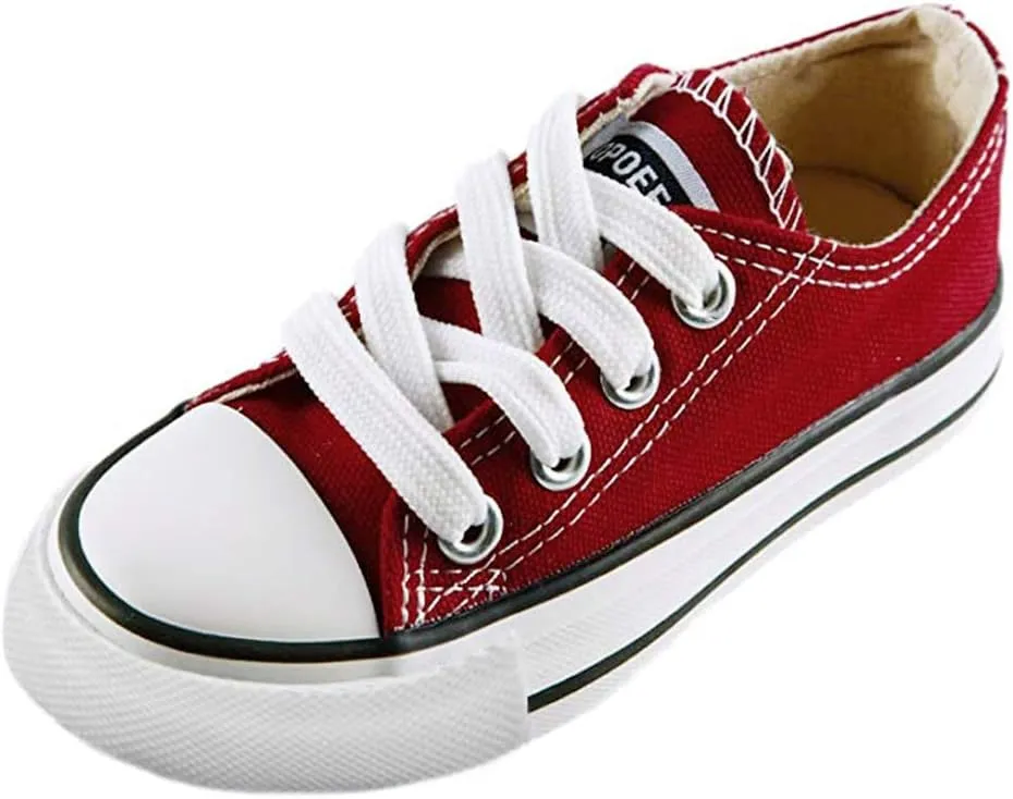 iFANS Boys and Girl Low Top Canvas Kids Lace up Sneakers