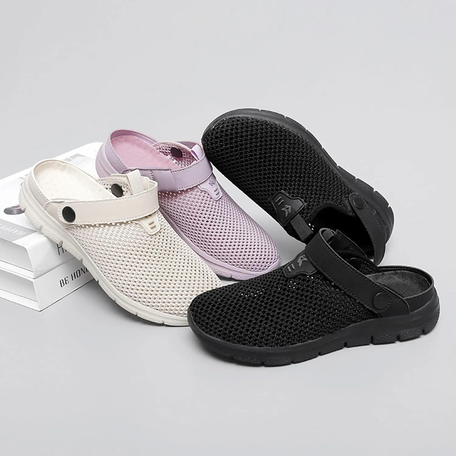 ihinzry Men's Women's Garden Clogs Hollow Mesh Clog Indoor Outdoor Slippers Nurse Work Mules