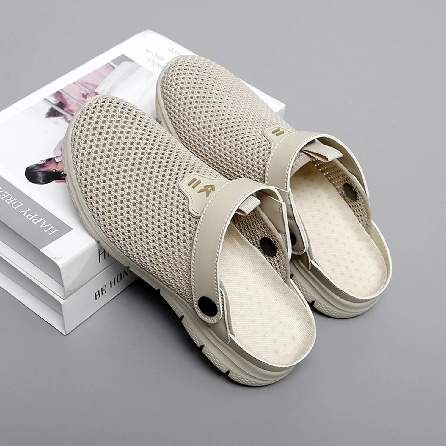 ihinzry Men's Women's Garden Clogs Hollow Mesh Clog Indoor Outdoor Slippers Nurse Work Mules