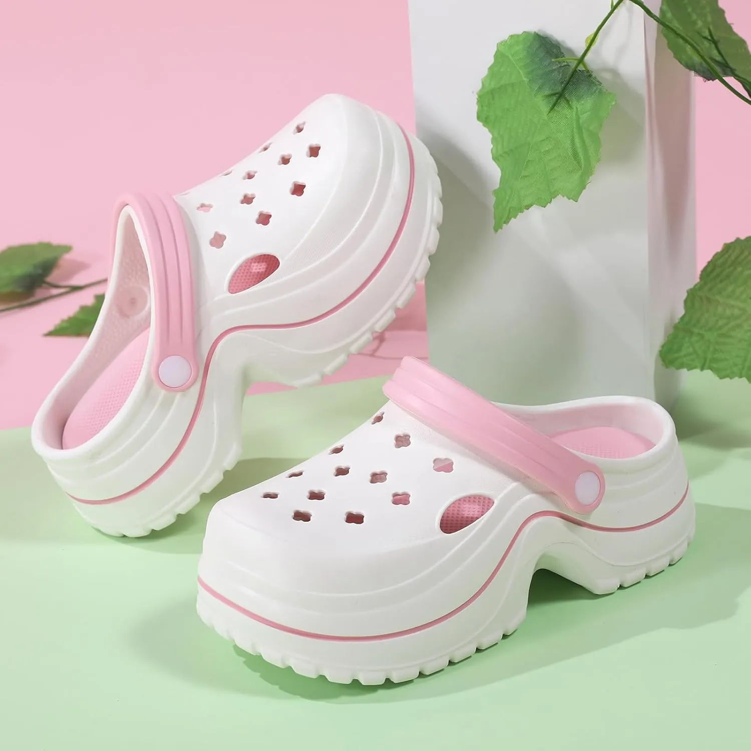 ihinzry Women's Platform Clogs Gardener Shoes 2.5 Inches Heeled Mules Clog Slip On Slides Shoes Outdoor Slippers
