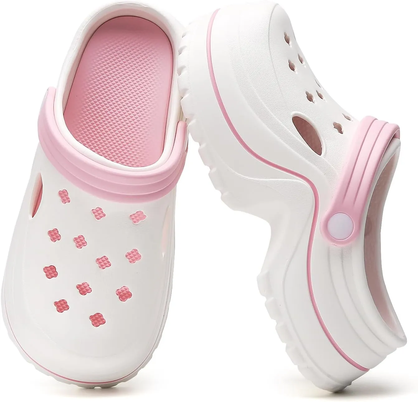 ihinzry Women's Platform Clogs Gardener Shoes 2.5 Inches Heeled Mules Clog Slip On Slides Shoes Outdoor Slippers