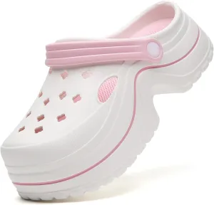 ihinzry Women's Platform Clogs Gardener Shoes 2.5 Inches Heeled Mules Clog Slip On Slides Shoes Outdoor Slippers