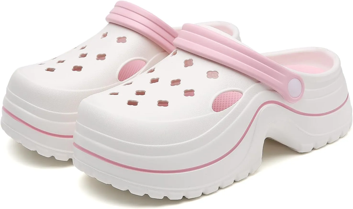 ihinzry Women's Platform Clogs Gardener Shoes 2.5 Inches Heeled Mules Clog Slip On Slides Shoes Outdoor Slippers