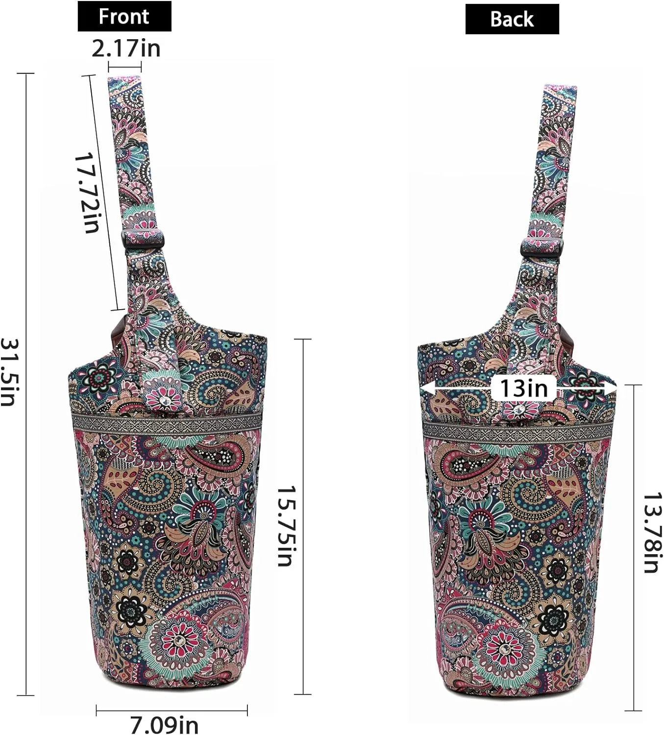 IwIeIaIrI Yoga Mat Bag with Large Size Pocket and Zipper Pocket，Yoga Bag Adjustable Shoulder Strap- Holds More Yoga Accessories