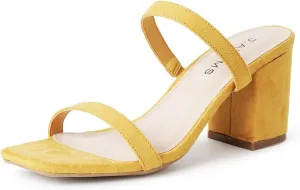 J. Adams Stormi Heeled Sandals Women Dressy Summer Flat Mules- Square Toe Double Band Low Block Heel Sandals - Chunky Sandals for Women - Summer Sandals, Womens Dress Sandals, Women's Heeled Sandals