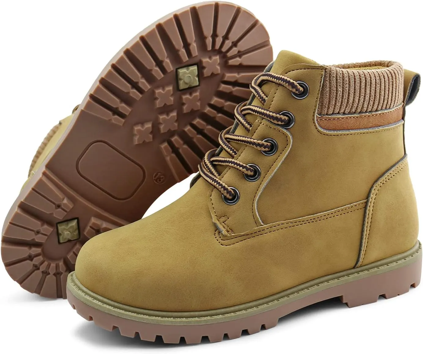 JABASIC Kids Ankle Boots Boys Girls Lace-Up Outdoor Comfort Work Boots