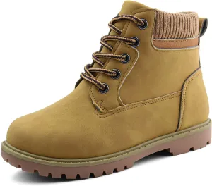 JABASIC Kids Ankle Boots Boys Girls Lace-Up Outdoor Comfort Work Boots