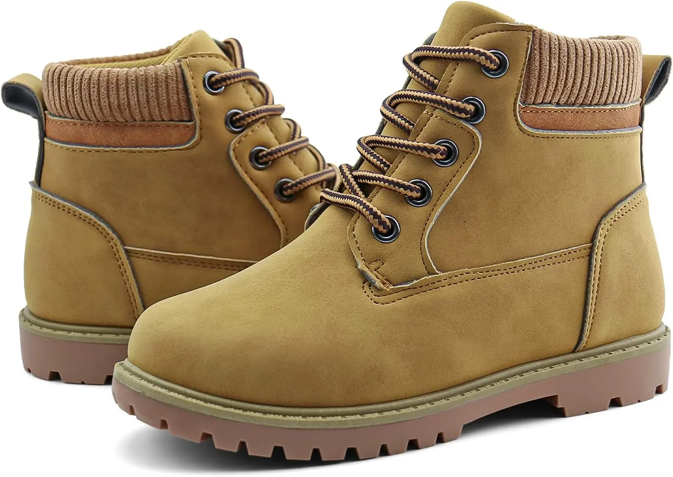 JABASIC Kids Ankle Boots Boys Girls Lace-Up Outdoor Comfort Work Boots