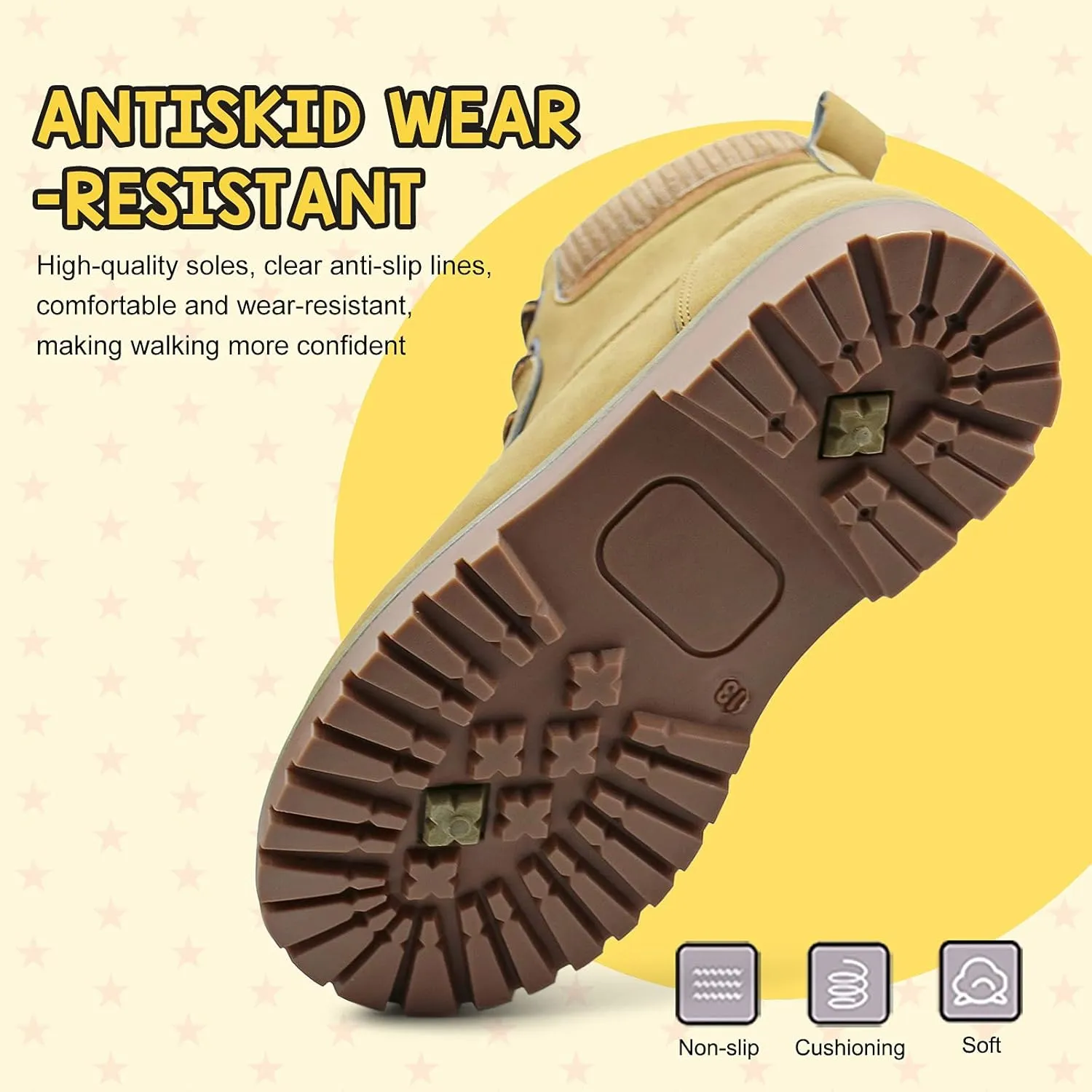 JABASIC Kids Ankle Boots Boys Girls Lace-Up Outdoor Comfort Work Boots