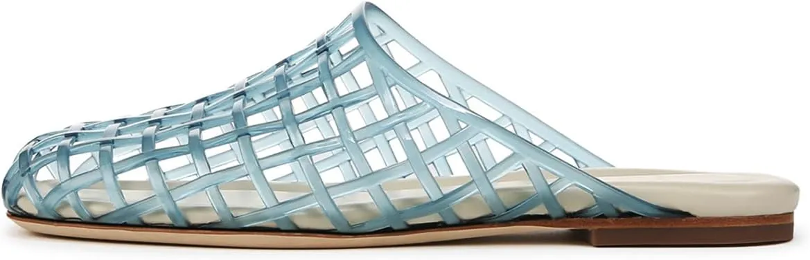 Jelly Shoes for Women Mesh Jelly Flat Sandals Closed Toe Slides Slip on Round Toe Summer Beach Slippers Mules