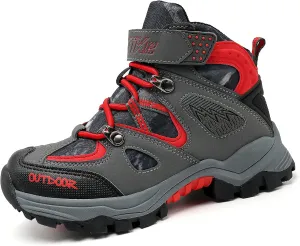 JMFCHI Kids Hiking Boots Boys Girls Outdoor Walking Climbing Sneaker Comfortable Non-slip Snow Shoes Hiker Boot Antiskid Steel Buckle Sole