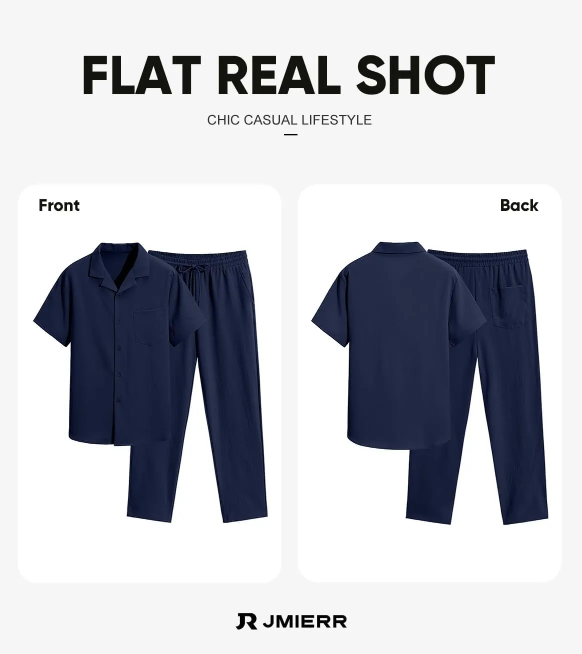 JMIERR Men 2 Piece Beach Vacation Outfit Pants Set Summer Cool Short Sleeve Casual Shirts