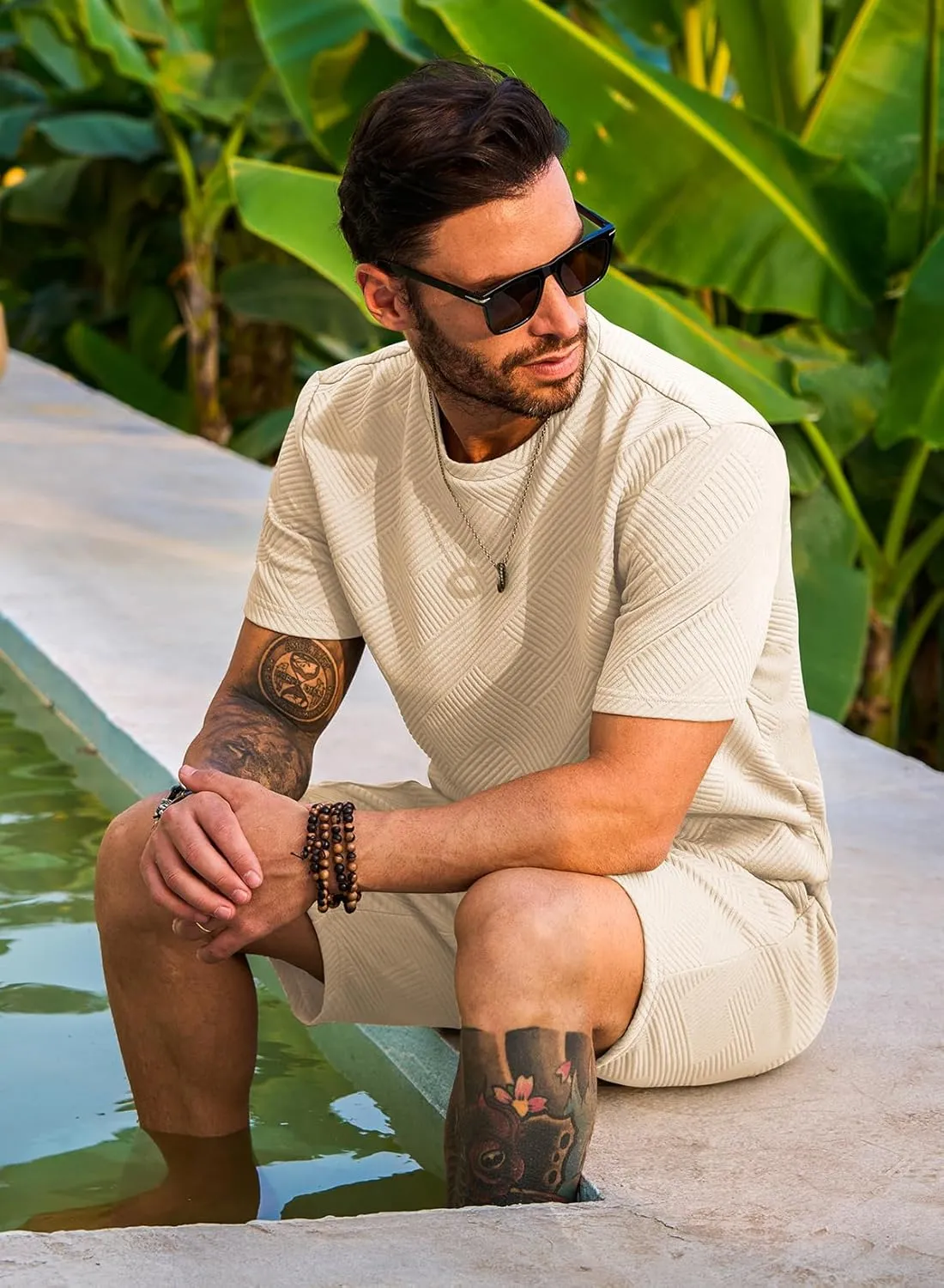 JMIERR Men's Casual Short Sleeve T Shirts and Shorts Summer Beach Vacation 2 Piece Outfit Lounge Workout Sets