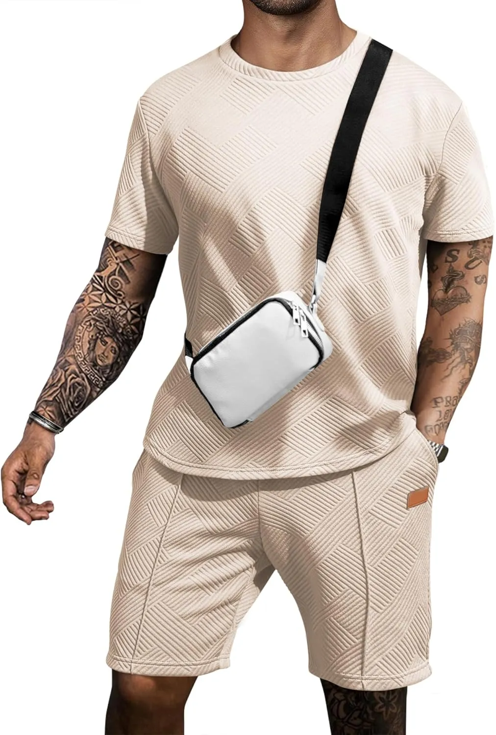 JMIERR Men's Casual Short Sleeve T Shirts and Shorts Summer Beach Vacation 2 Piece Outfit Lounge Workout Sets