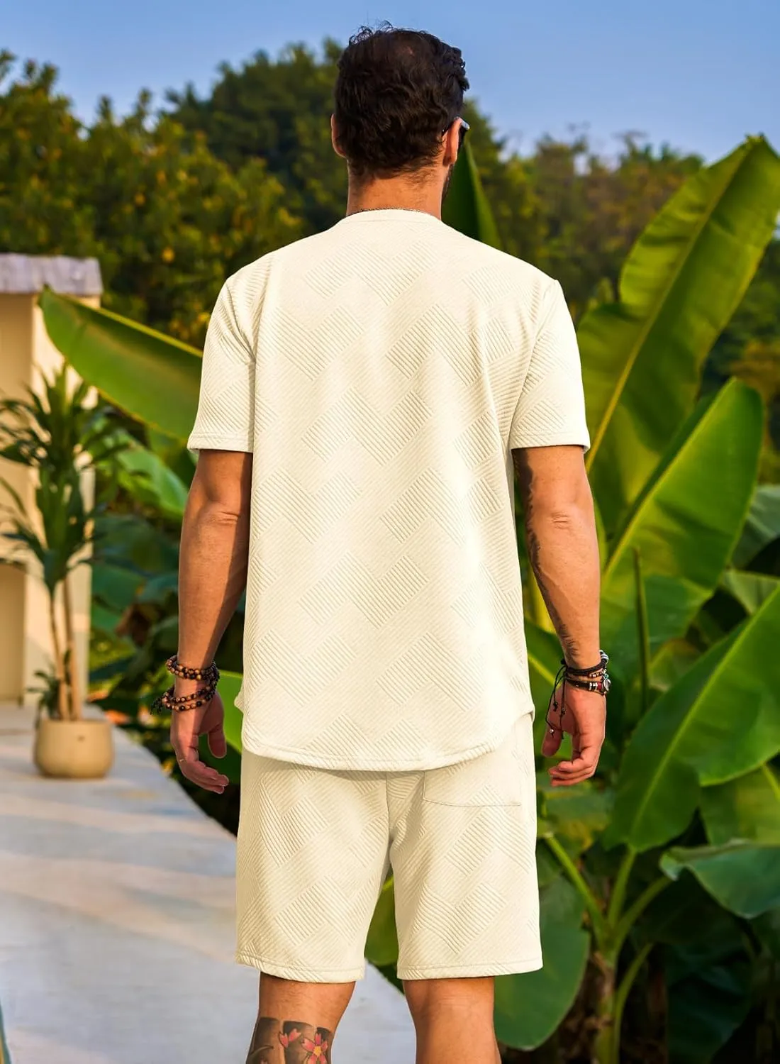 JMIERR Men's Casual Short Sleeve T Shirts and Shorts Summer Beach Vacation 2 Piece Outfit Lounge Workout Sets