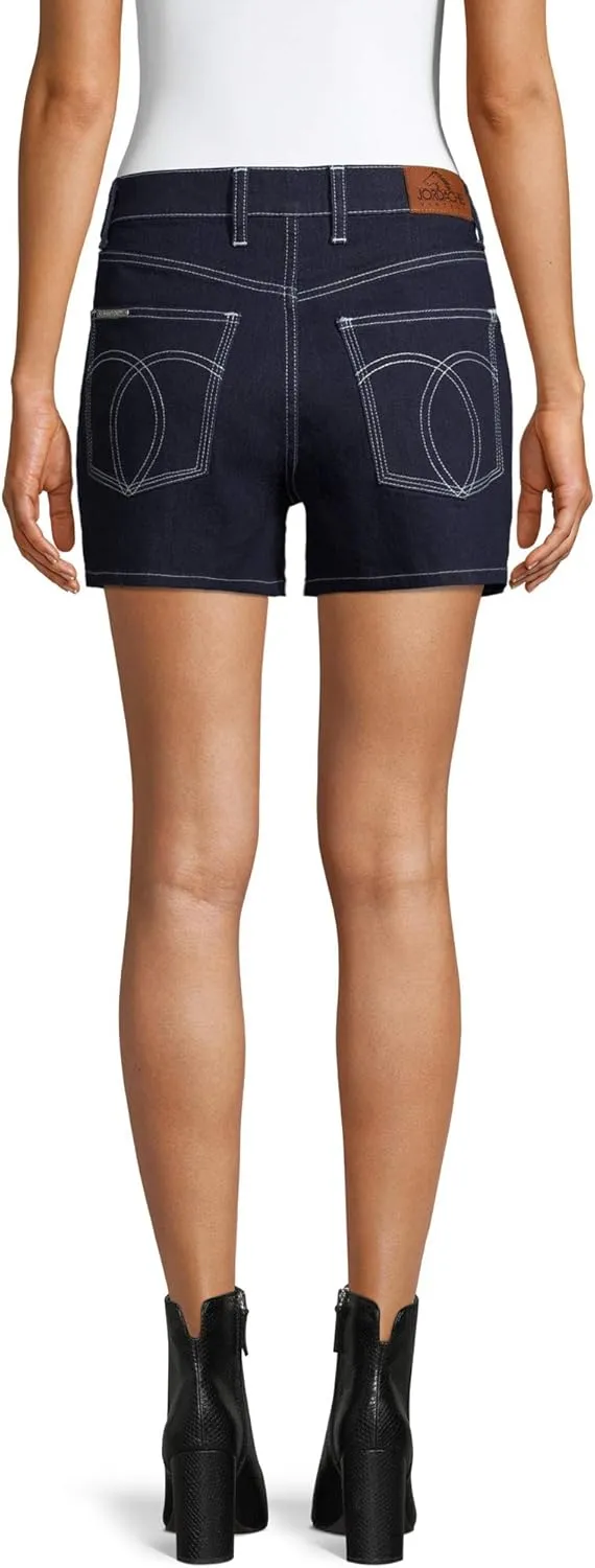 Jordache Vintage Women's Cindy Triple Needle High Rise Shorts (Dark Wash)