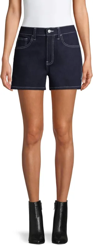 Jordache Vintage Women's Cindy Triple Needle High Rise Shorts (Dark Wash)