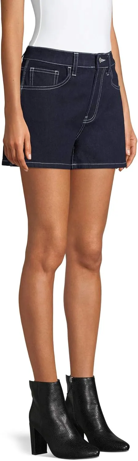Jordache Vintage Women's Cindy Triple Needle High Rise Shorts (Dark Wash)