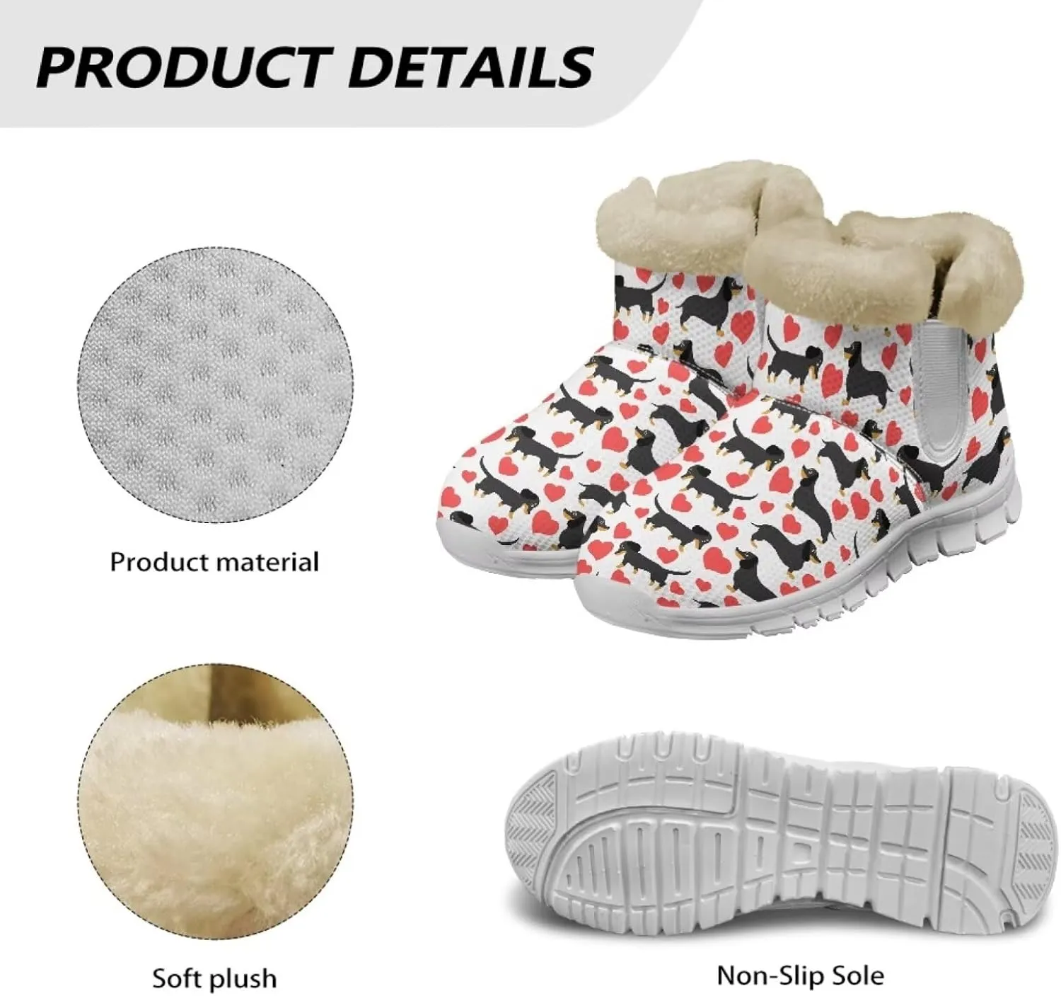 JoyLamoria Funny Santa Claus Reindeer Print Snow Boots for Women Christmas Blue Snowflake Fuzzy Boots Walking Sneakers Boots Warm Lined Boots Anti Slip for Outdoor