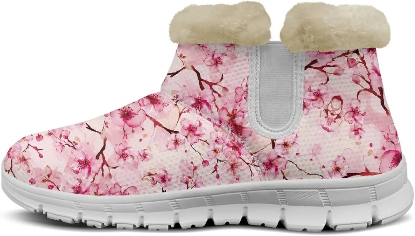 JoyLamoria Green Sea Turtle Winter Snow Boots for Women Anti Slip Warm Boots Fuzzy Fluffy Ankle Booties for Women Teens Cold Weather Walking Sneakers Boots