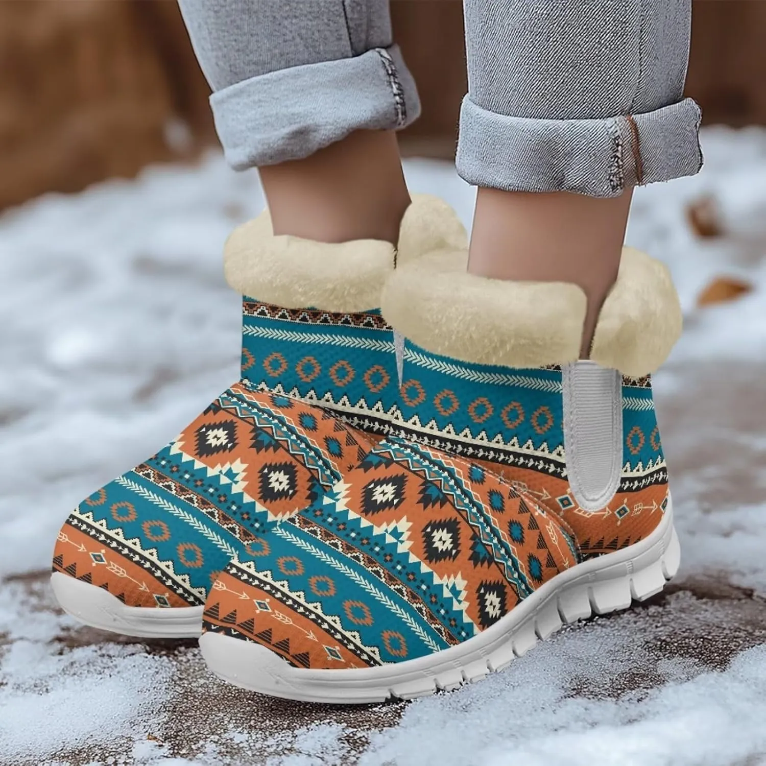 JoyLamoria Women Winter Snow Boots Warm Fur Lining Non Slip Ankle Booties Outdoor Waterproof Cold Weather Snow Boots Wear