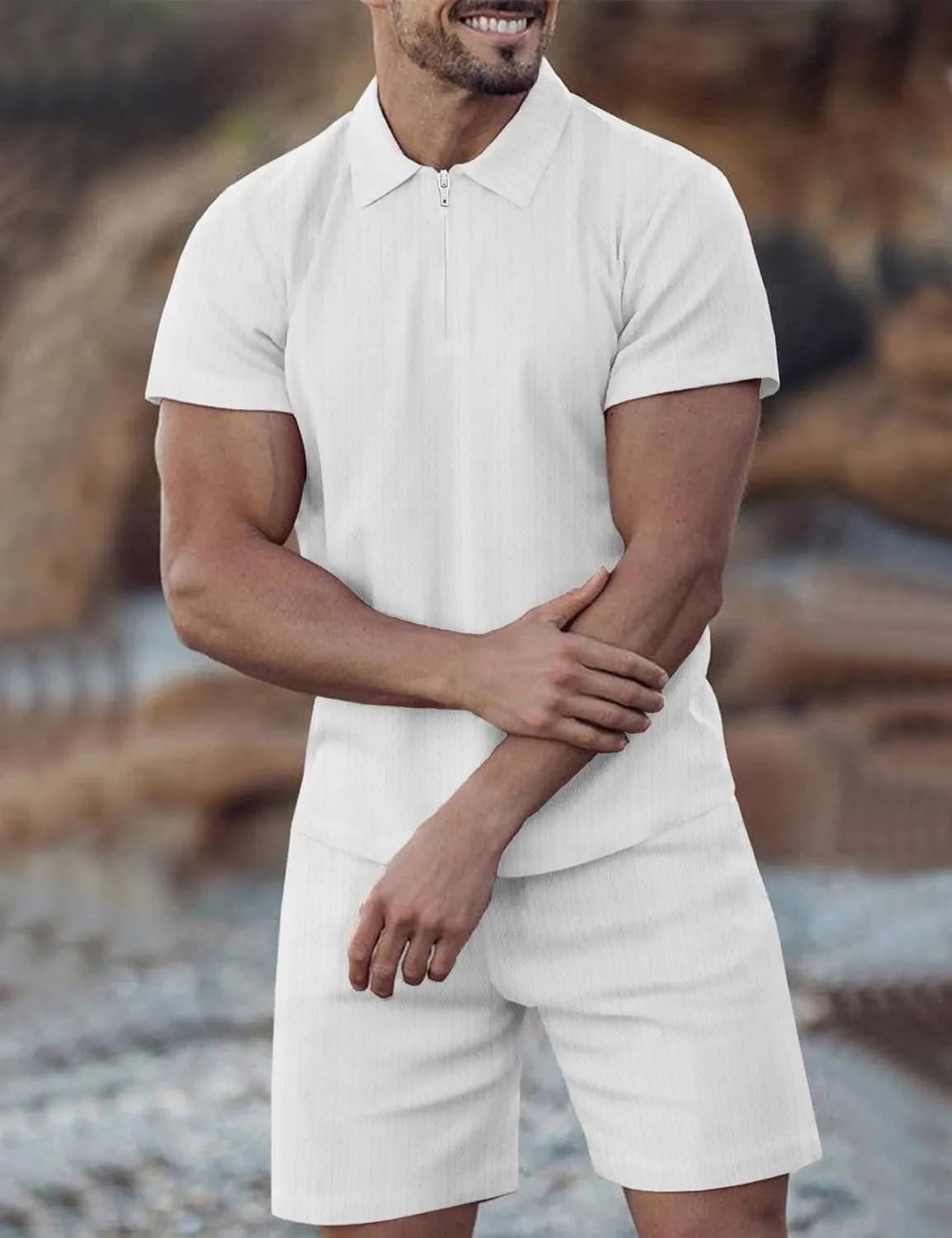 JoZorro Mens Polo Shirts and Shorts Set Tracksuit Fashion Casual Summer 2 Piece Outfits for Men