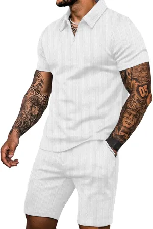JoZorro Mens Polo Shirts and Shorts Set Tracksuit Fashion Casual Summer 2 Piece Outfits for Men
