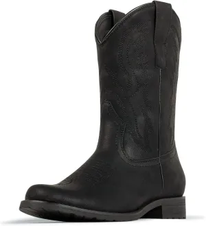 J's.o.l.e Cowboy Boots for Men Round Toe Western Boots Pull on Silp Resistant Men’s Work Boots