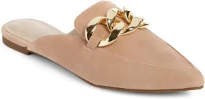 Juliet Holy Womens Mules Flats Pointed Toe Backless Loafers Slip on Metal Chain Slides
