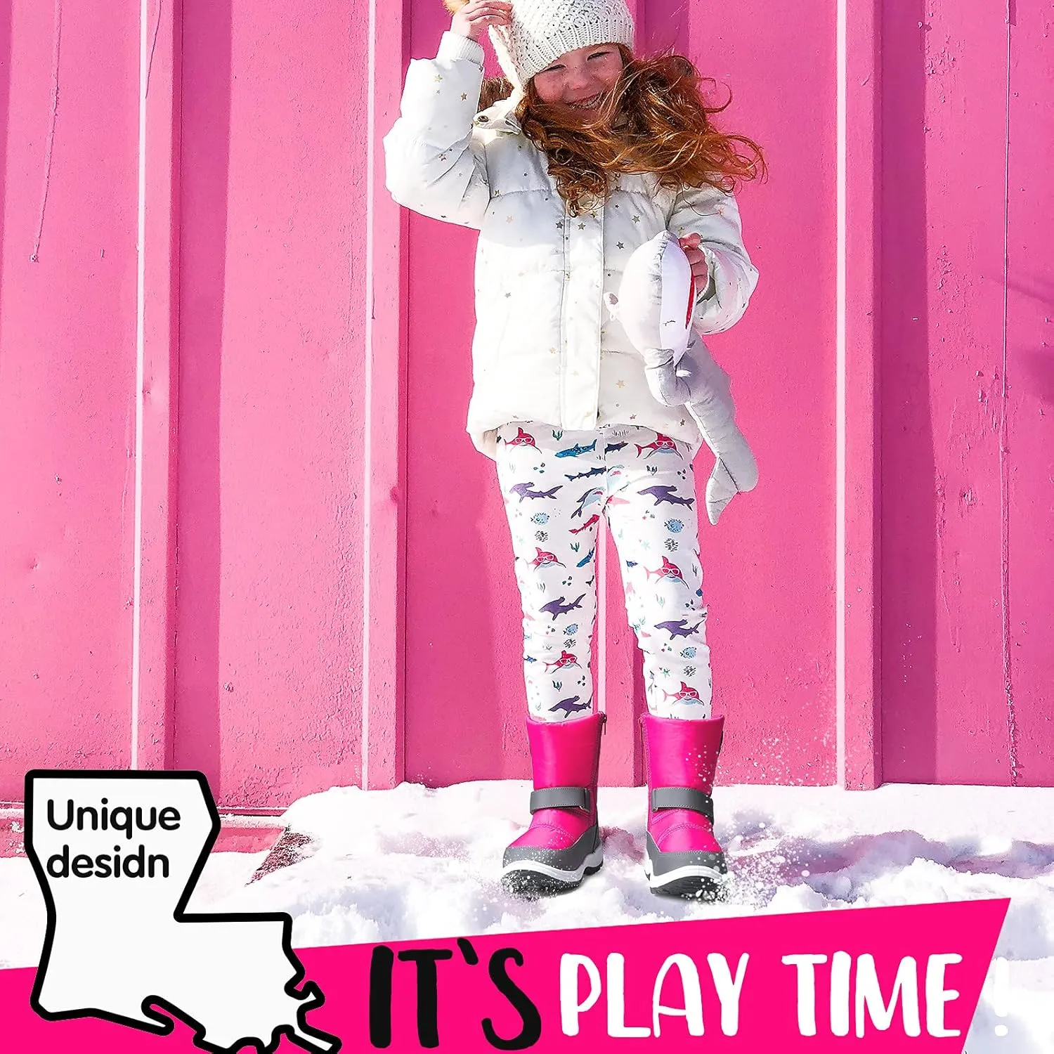 K KomForme Boys Girls Snow Boots Waterproof Winter Outdoor Boots(Toddler/Little Kid/Big Kid)