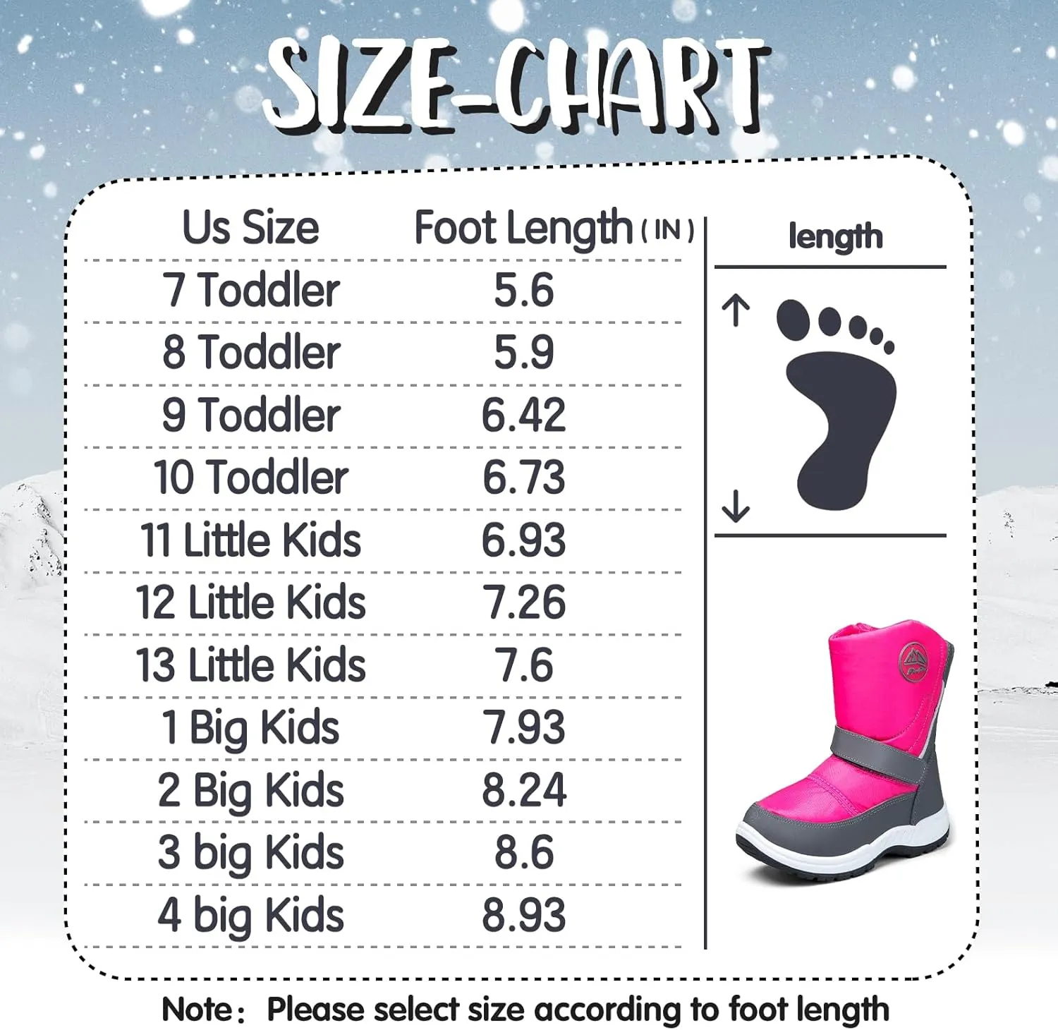 K KomForme Boys Girls Snow Boots Waterproof Winter Outdoor Boots(Toddler/Little Kid/Big Kid)