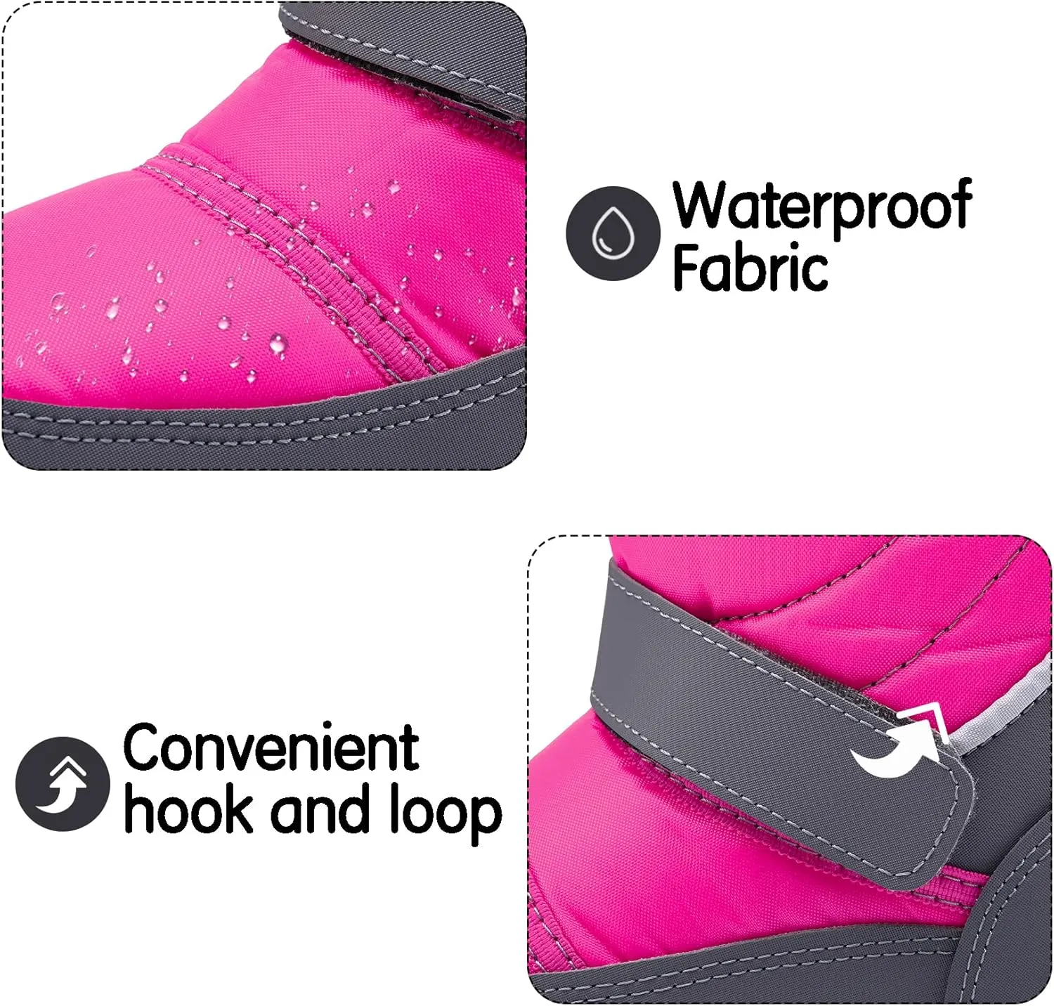K KomForme Boys Girls Snow Boots Waterproof Winter Outdoor Boots(Toddler/Little Kid/Big Kid)