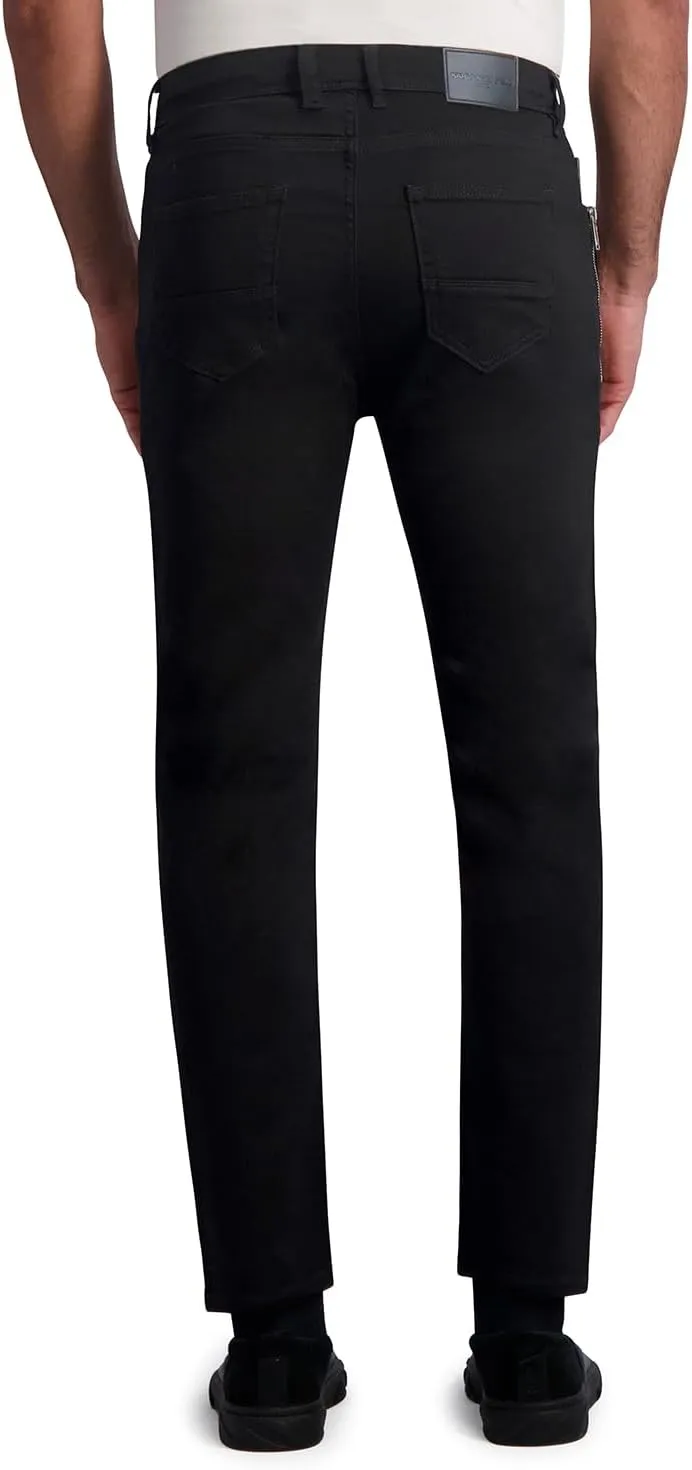 KARL LAGERFELD Men's Leather Pocket Exposed Zipper Pant