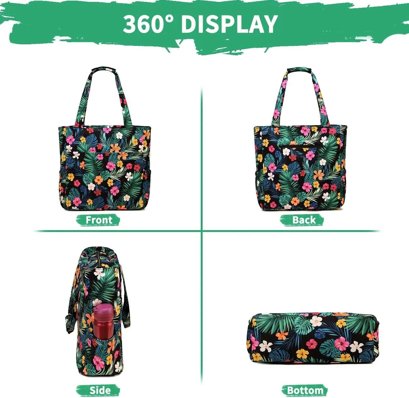 Kasqo Beach Tote Bags for Women, Waterproof Sandproof Large Pool Bag Stylish Zipper Beach Tote for Gym Travel Shopping School