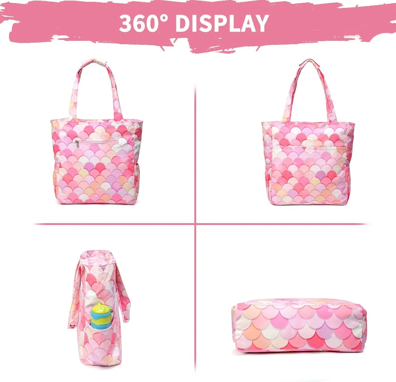 Kasqo Beach Tote Bags for Women, Waterproof Sandproof Large Pool Bag Stylish Zipper Beach Tote for Gym Travel Shopping School
