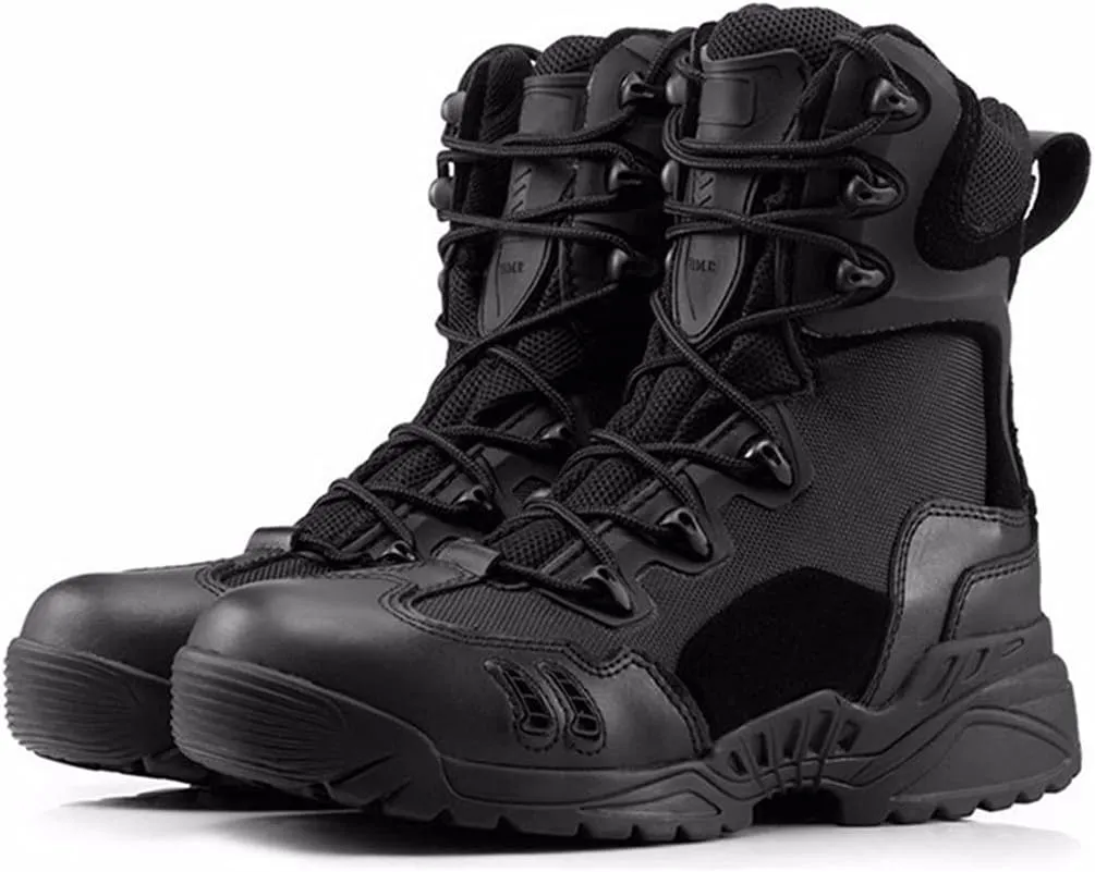 KEHAIOO Men Military Desert Combat Shoes, Outdoor Waterproof Army Tactical Boots, Breathable Climbing Sneaker