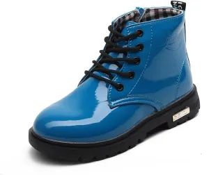 Kids Ankle Boots Toddler Boy little Girls Combat Boots Outdoor Waterproof Riding Boots Blue 9.5 M US Toddler