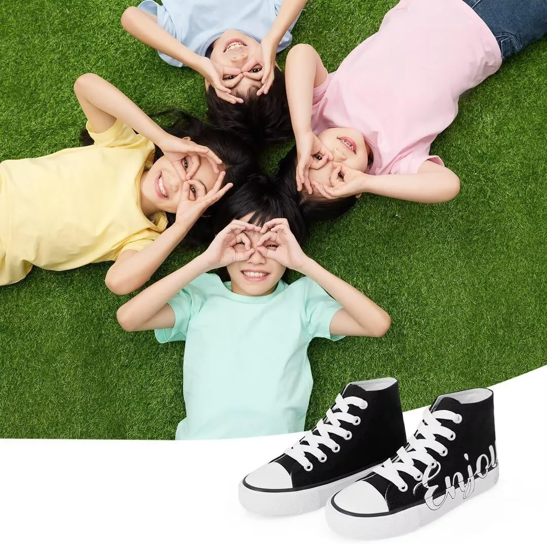 Kids Canvas Shoes Low Top and High Top Canvas Sneakers Lace-up Fashion Casual Shoes for Boys and Girls