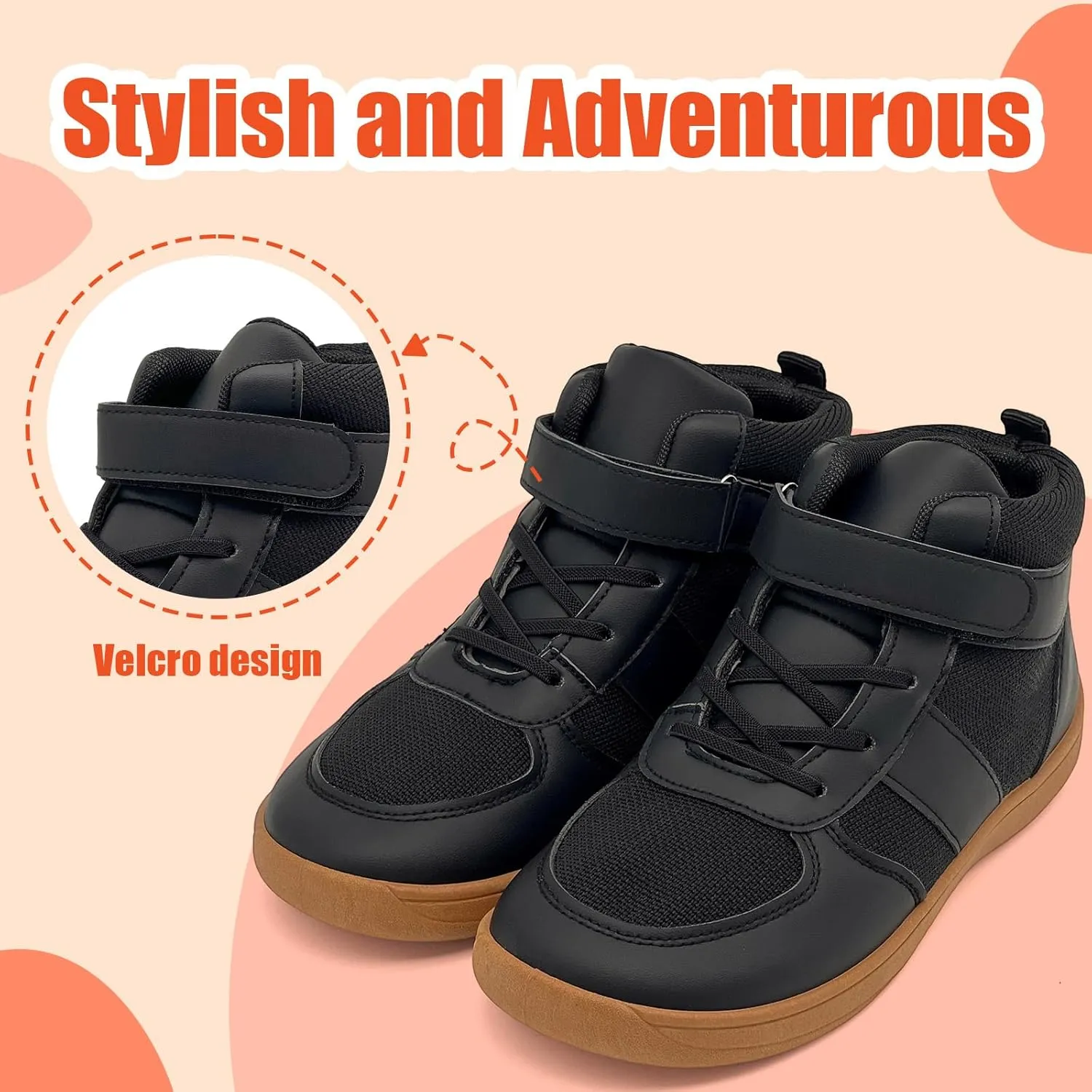 Kids High Top Barefoot Shoes Boys Girls Wrestling Shoes Anti-Skid Adventure Hiking Boots
