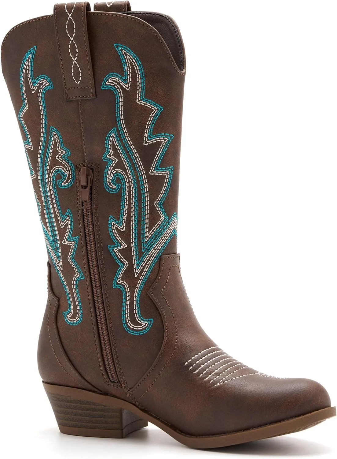 Kids Western Boots Embroidered Cowgirl Cowboy Boots Boys Girls Mid Calf Round Toe Riding Shoes Little Kid/Big Kid